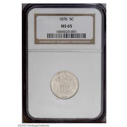 1876 5C MS65 NGC. Pleasing light gray patina is mixed 1876[5C] MS65 NGC.