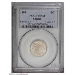 1883 5C MS66 PCGS. Very clean throughout with untoned 1883[5C] MS66 PCGS.