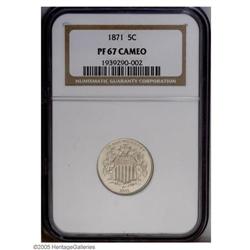 1871 5C PR67 Cameo NGC. Impressively deep mirrors and 1871[5C] PR67 Cameo NGC.