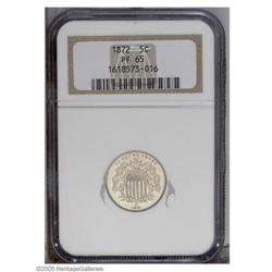 1872 5C PR65 NGC. A prominently mirrored Gem, lightly 1872[5C] PR65 NGC.