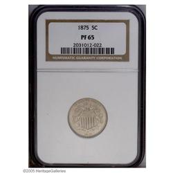 1875 5C PR65 NGC. Exquisitely struck, with light gray 1875[5C] PR65 NGC.