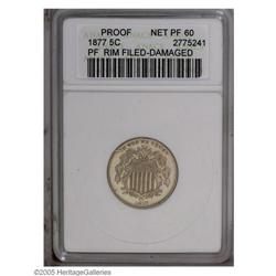 1877 5C --Rim Filed, Damaged--ANACS. Net PR60. 1877[5C]--Rim Filed, Damaged--ANACS. Net PR60.