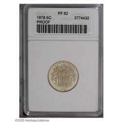 1878 5C PR62 ANACS. Gentle lime and tan colors emerge 1878[5C] PR62 ANACS.