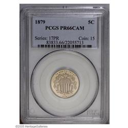 1879 5C PR66 Cameo PCGS. The central devices are nicel 1879[5C] PR66 Cameo PCGS.