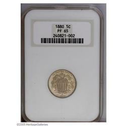 1880 5C PR65 NGC. Bright fields establish a moderate c 1880[5C] PR65 NGC.
