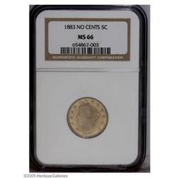 1883 5C No Cents MS66 NGC. The golden colored surfaces 1883[5C] No Cents MS66 NGC.