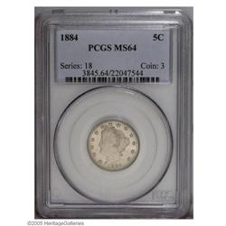 1884 5C MS64 PCGS. Unusually well struck for a busines 1884[5C] MS64 PCGS.