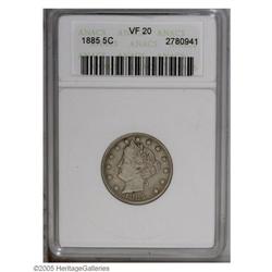 1885 5C VF20 ANACS. This battleship-gray piece has a f 1885[5C] VF20 ANACS.