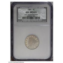 1885 5C --Obverse Spot Removed--NCS. Unc. Details. Some 1885[5C]--Obverse Spot Removed--NCS. Unc. De