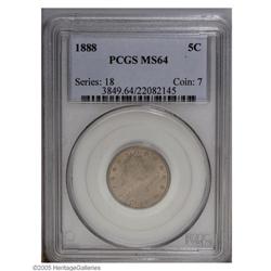1888 5C MS64 PCGS. The mark-free surfaces are gray and 1888[5C] MS64 PCGS.