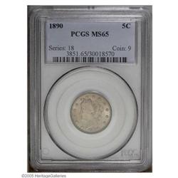 1890 5C MS65 PCGS. The stars on the obverse and boldly 1890[5C] MS65 PCGS.