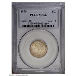 1898 5C MS66 PCGS. A wonderful premium Gem with dazzli 1898[5C] MS66 PCGS.