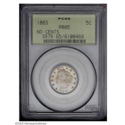 1883 5C No Cents PR65 PCGS. Sharply detailed, except f 1883[5C] No Cents PR65 PCGS.