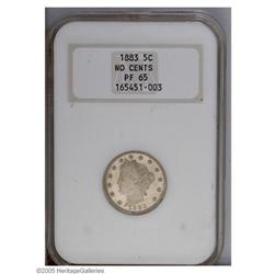 1883 5C No Cents PR65 NGC. A fine looking Gem proof sp 1883[5C] No Cents PR65 NGC.