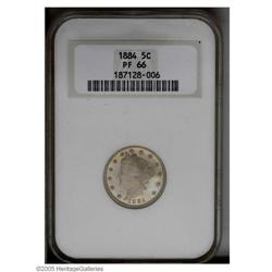 1884 5C PR66 NGC. Crisply detailed and lightly toned, 1884[5C] PR66 NGC.