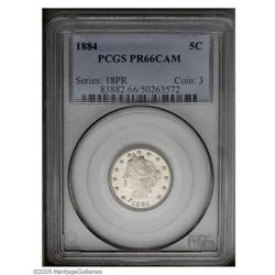 1884 5C PR66 Cameo PCGS. Essentially untoned with deep 1884[5C] PR66 Cameo PCGS.