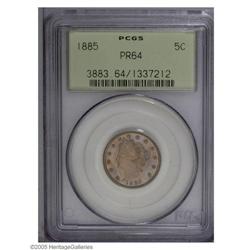 1885 5C PR64 PCGS. There is moderate gray-rose iridesc 1885[5C] PR64 PCGS.