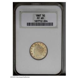 1887 5C PR65 NGC. A veneer of golden patina bathes imp 1887[5C] PR65 NGC.