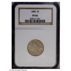1888 5C PR66 NGC. Mostly golden on the obverse with an 1888[5C] PR66 NGC.