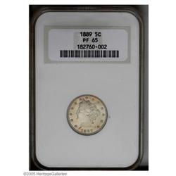 1889 5C PR65 NGC. Luminous proof surfaces exhibit spla 1889[5C] PR65 NGC.
