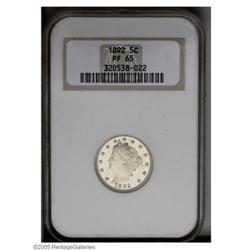 1892 5C PR65 NGC. This bright Gem displays exquisitely 1892[5C] PR65 NGC.