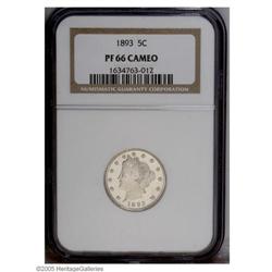 1893 5C PR66 Cameo NGC. This shimmering, hairline-free 1893[5C] PR66 Cameo NGC.