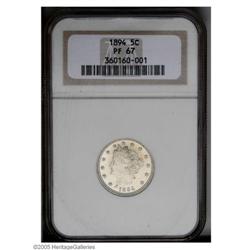 1894 5C PR67 NGC. A scintillating, lightly toned Super 1894[5C] PR67 NGC.