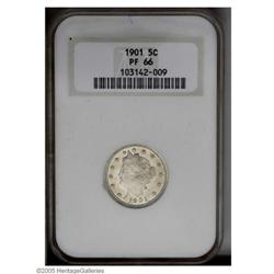 1901 5C PR66 NGC. This fully struck Premium Gem proof 1901[5C] PR66 NGC.