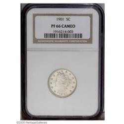 1901 5C PR66 Cameo NGC. This is a delightful cameo Pro 1901[5C] PR66 Cameo NGC.