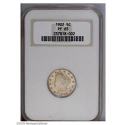 1902 5C PR65 NGC. Bright, beige-gold surfaces are acce 1902[5C] PR65 NGC.