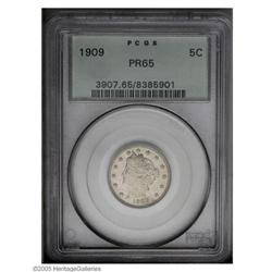 1909 5C PR65 PCGS. This attractive Gem Proof displays 1909[5C] PR65 PCGS.
