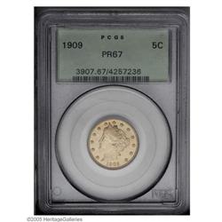 1909 5C PR67 PCGS. A thin veneer of gold color overlay 1909[5C] PR67 PCGS.