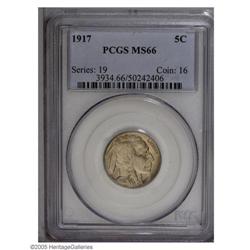 1917 5C MS66 PCGS. Strong luster radiates from champag 1917[5C] MS66 PCGS.
