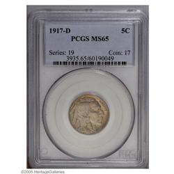 1917-D 5C MS65 PCGS. Sharply struck and fully lustrous 1917-D[5C] MS65 PCGS.