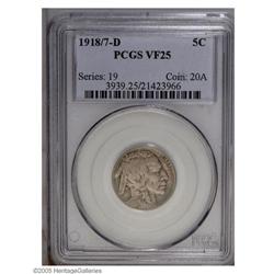 1918/7-D 5C VF25 PCGS. A seldom-seen, mid-grade exampl 1918/7-D[5C] VF25 PCGS.