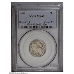 1920 5C MS66 PCGS. Nearly untoned with the faintest tr 1920[5C] MS66 PCGS.