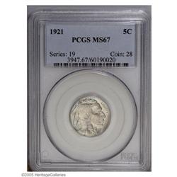 1921 5C MS67 PCGS. This is a shimmering, silver-blue S 1921[5C] MS67 PCGS.