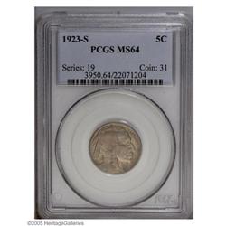 1923-S 5C MS64 PCGS. The obverse shows as a Gem with s 1923-S[5C] MS64 PCGS.