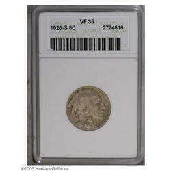 1926-S 5C VF35 ANACS. Glimpses of golden-brown toning 1926-S[5C] VF35 ANACS.