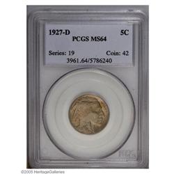1927-D 5C MS64 PCGS. Lustrous surfaces are covered in 1927-D[5C] MS64 PCGS.