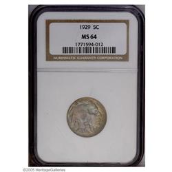 1929 5C MS64 NGC. Bright, lustrous surfaces display va 1929[5C] MS64 NGC.