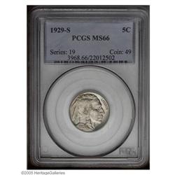 1929-S 5C MS66 PCGS. A highly lustrous and brilliant e 1929-S[5C] MS66 PCGS.