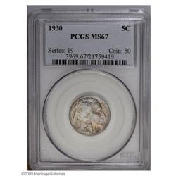 1930 5C MS67 PCGS. Well struck with unusually full lus 1930[5C] MS67 PCGS.