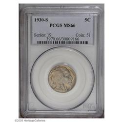 1930-S 5C MS66 PCGS. Light golden colored throughout w 1930-S[5C] MS66 PCGS.
