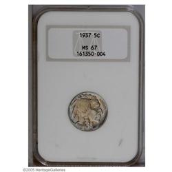 1937 5C MS67 NGC. This pretty Buffalo nickel displays 1937[5C] MS67 NGC.