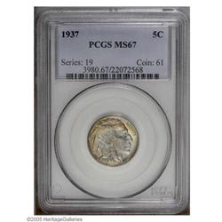 1937 5C MS67 PCGS. Well struck and pristine, with rich 1937[5C] MS67 PCGS.