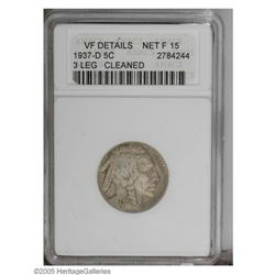1937-D 5C Three-Legged--Cleaned--ANACS. VF Details, Ne 1937-D[5C] Three-Legged--Cleaned--ANACS. VF D