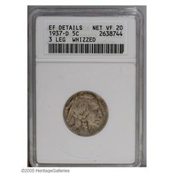 1937-D 5C Three-Legged--Whizzed--ANACS. XF Details, Ne 1937-D[5C] Three-Legged--Whizzed--ANACS. XF D