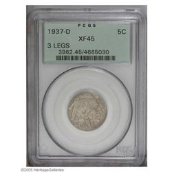 1937-D 5C Three-Legged XF45 PCGS. Gray colored through 1937-D[5C] Three-Legged XF45 PCGS.