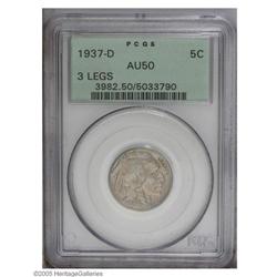 1937-D 5C Three-Legged AU50 PCGS. Always demanded, thi 1937-D[5C] Three-Legged AU50 PCGS.